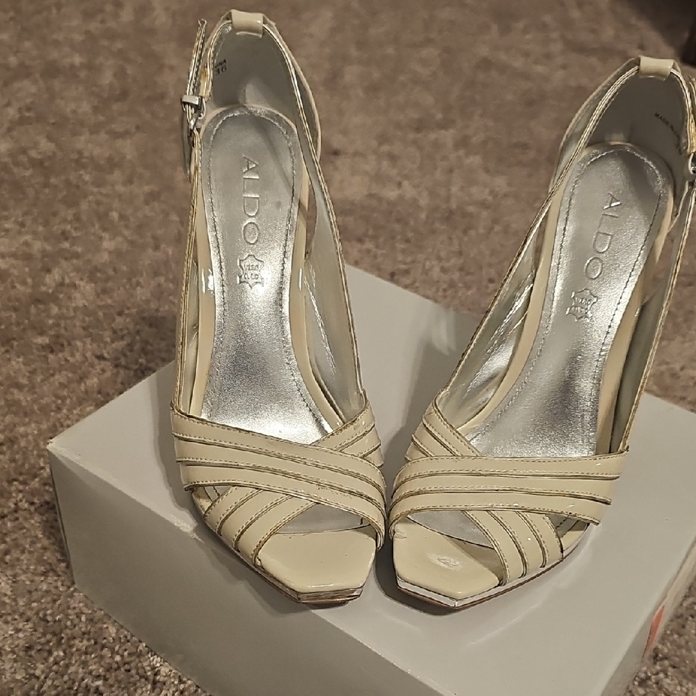 Aldo Cream Strappy Heels for Formal Occasions